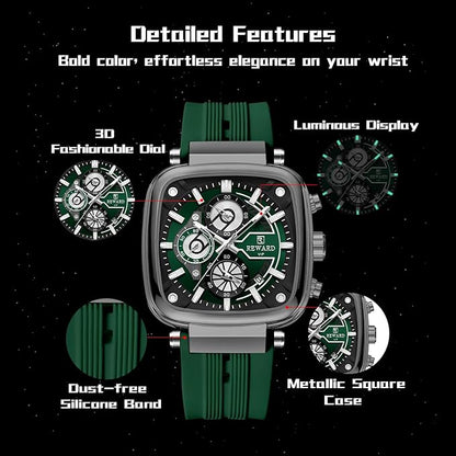 REWARD Men’s luxurious Chronograph Watch – Sleek Silicone Strap with Sporty & Classic Design