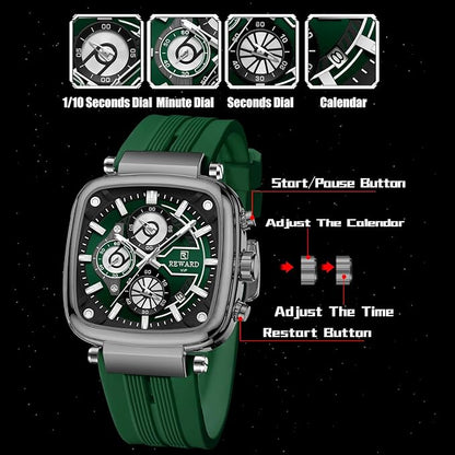 REWARD Men’s luxurious Chronograph Watch – Sleek Silicone Strap with Sporty & Classic Design