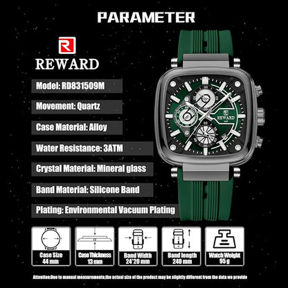 REWARD Men’s luxurious Chronograph Watch – Sleek Silicone Strap with Sporty & Classic Design