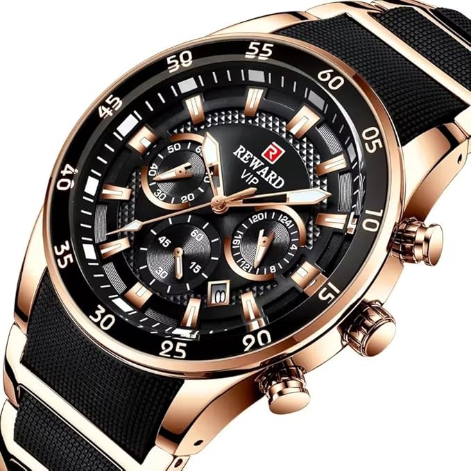 Men's Watch Fashion Quartz Watch and Steel Belt Watch Calendar Quartz Business Leisure