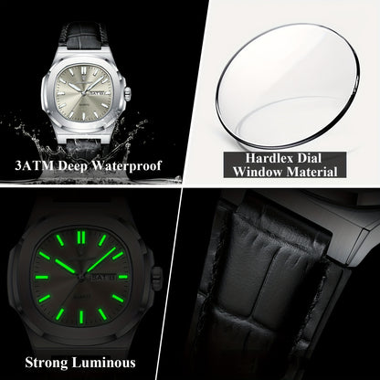 POEDAGAR 2025 new luminous calendar stainless steel square quartz wristwatch fashion trend leisure elegant simple ladies watch.