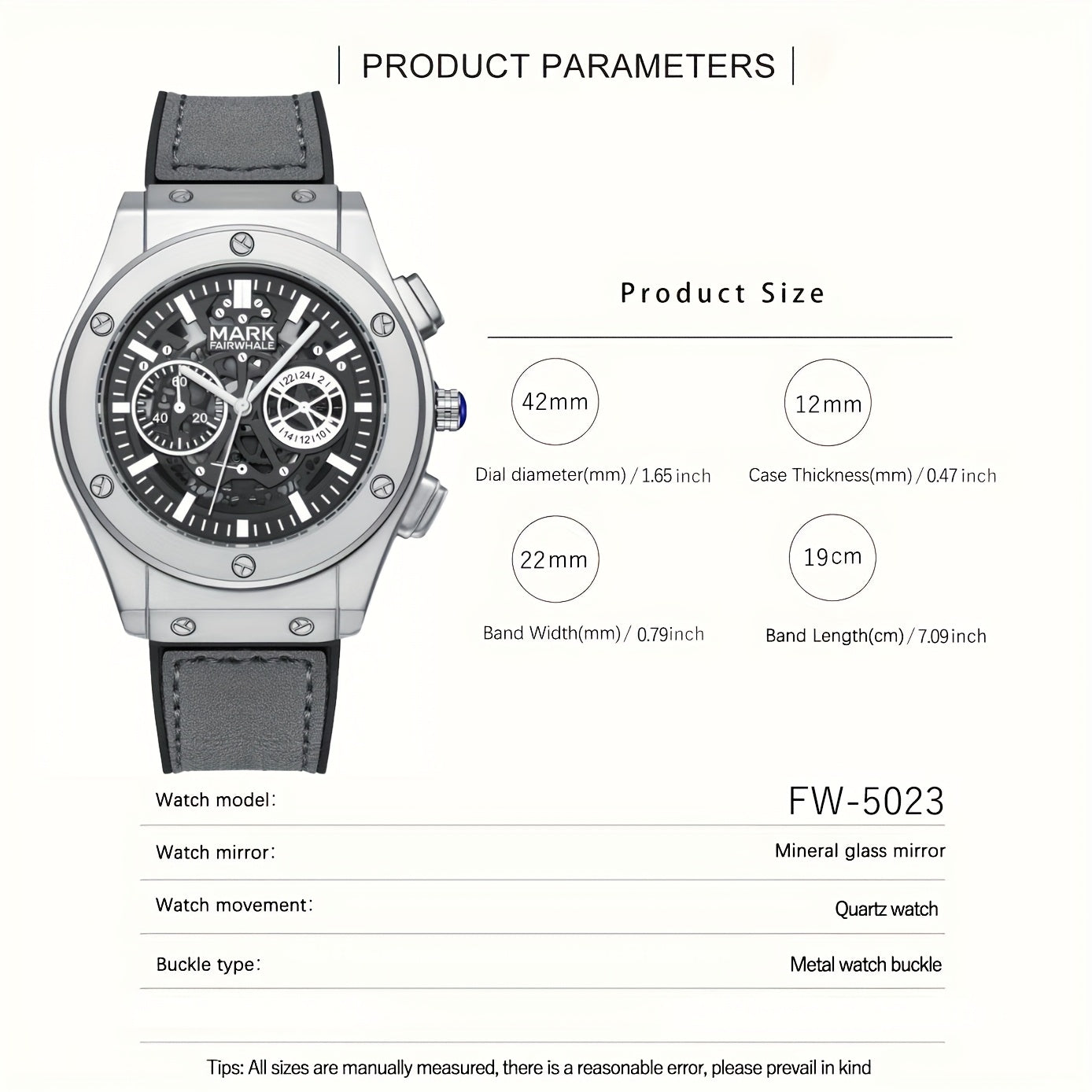 MARK FAIRWHALE Traditional Mechanical Hollow Men'S Quartz Watch Features a Cyber Gear Design Dial,