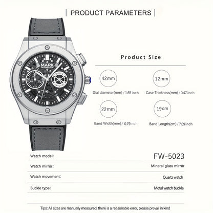 MARK FAIRWHALE Traditional Mechanical Hollow Men'S Quartz Watch Features a Cyber Gear Design Dial,