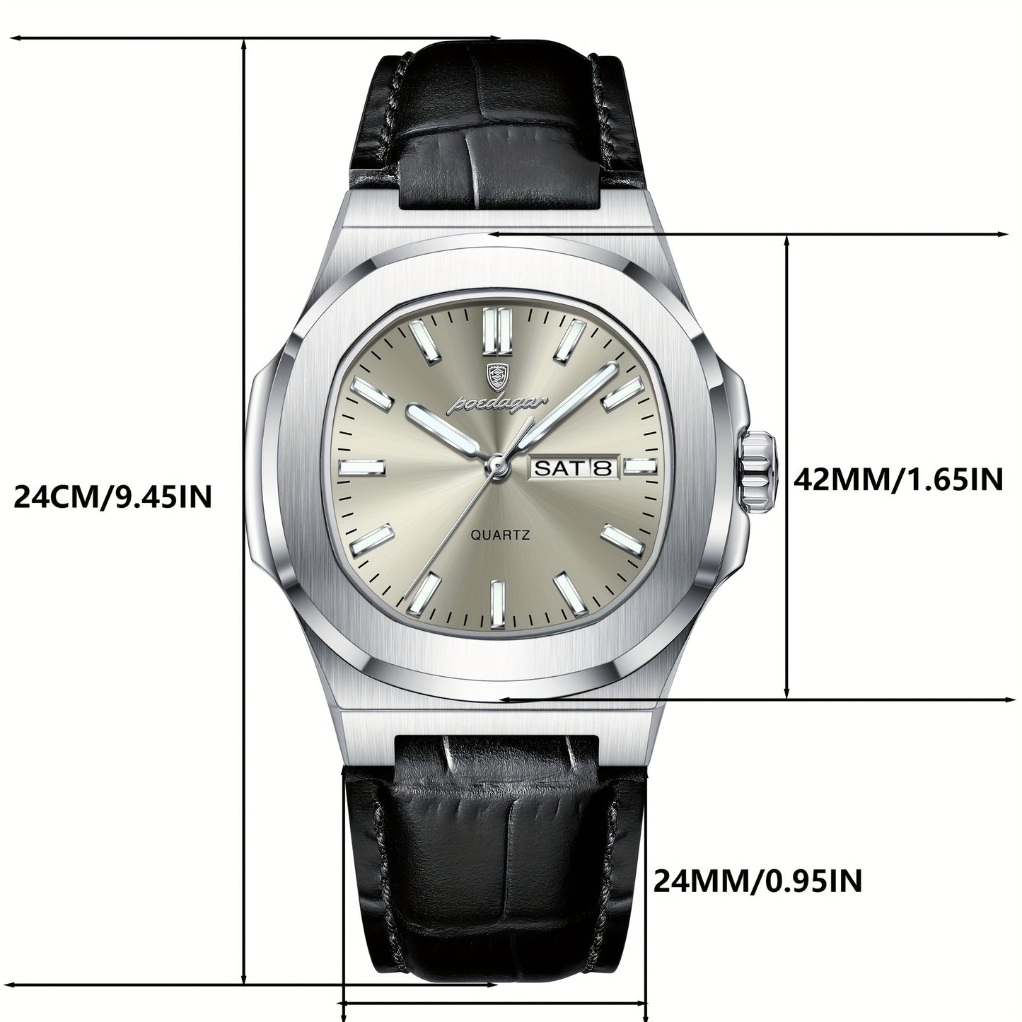 POEDAGAR 2025 new luminous calendar stainless steel square quartz wristwatch fashion trend leisure elegant simple ladies watch.