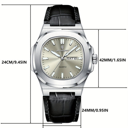 POEDAGAR 2025 new luminous calendar stainless steel square quartz wristwatch fashion trend leisure elegant simple ladies watch.