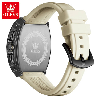 OLEVS 2975 Leisure Fashion Moon Phase Men's Watches Waterproof Luminous Silicone Strap Quartz Watch for Man Chronograph Watch