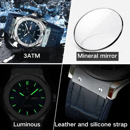 Men's Quartz Watch Original Series with Quartz Moveme Leather Silicone Strap