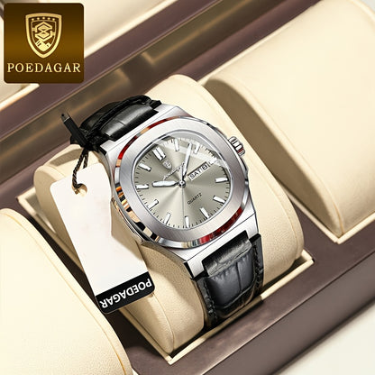POEDAGAR 2025 new luminous calendar stainless steel square quartz wristwatch fashion trend leisure elegant simple ladies watch.