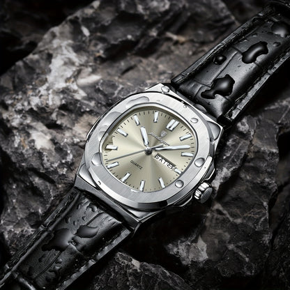 POEDAGAR 2025 new luminous calendar stainless steel square quartz wristwatch fashion trend leisure elegant simple ladies watch.