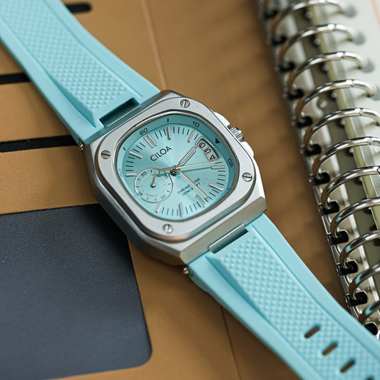 2025 New Square Dial Men'S Sport Watch - Premium Brand, Stainless Steel Case & Rubber Strap, Quartz Movement